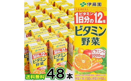 
伊藤園 ビタミン野菜 200ml×48本（24本×2ケースセット） 栄養機能食品 ／ 野菜ジュース 野菜 ジュース ミックスジュース 果物 栄養 健康 ソフトドリンク 紙パック 国内製造　022-G-IT008
