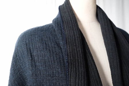 81-15【播州織】Cotton Wool W- Face Muffler　Navy×black（ネイビー）