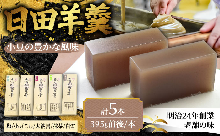 赤司ようかん 5本入(小豆こし1、大納言1、抹茶1、塩1、白雪1)　日田市 / 有限会社赤司日田羊羹本舗 羊羹 和菓子 お菓子 [ARFQ007]