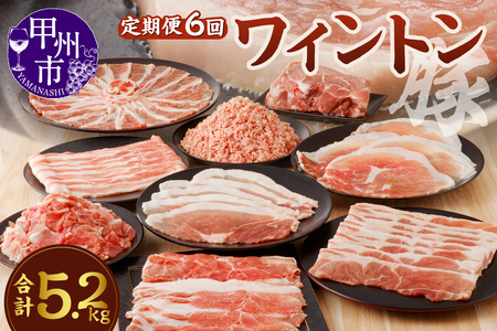 ワイントン ６ヶ月定期便セット 合計5.2kg D-230【豚肉 定期便 焼き肉用 しゃぶしゃぶ用 こま切れ肉 挽肉 ブロック肉 スライス肉】