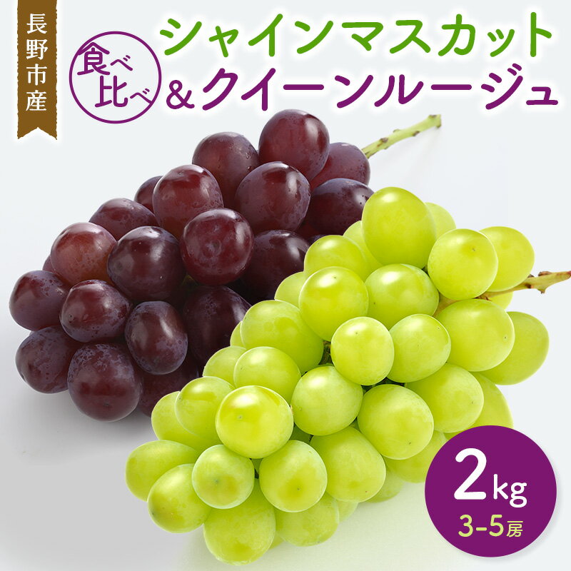 【ふるさと納税】シャインマスカット&クイーンルージュⓇ 2kg 3-5房 食べ比べ 長野市産 フルーツ 果物 ぶどう ※配送不可:沖縄、離島　お届け：2025年9月中旬～10月中旬まで