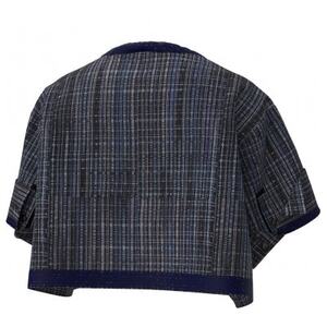 【リボン織×MIZEN】ショートシャツブルゾン レディス 絹紐織 黒ミントグリーン【1655211】