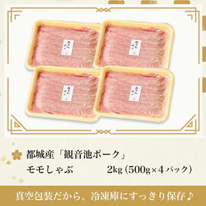 「観音池ポーク」モモしゃぶしゃぶ2kg(たれ付き)_MJ-1569_(都城市) 都城産 観音池ポーク モモしゃぶしゃぶ肉 真空パック 佐吉のたれ しゃぶしゃぶ用 豚肉 ブランドポーク 万能調味料