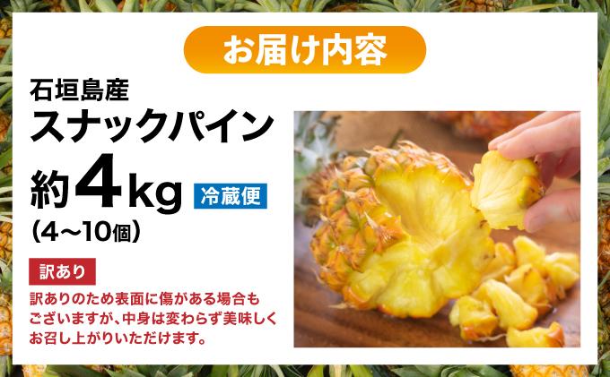 【2026年4月中旬発送】訳あり 石垣島産 スナックパイン 約4kg（4～10個）KP-01 | ふるさと納税 パイナップル 産地直送 フルーツ 果物 パイン 石垣 沖縄 沖縄県石垣市 石垣島