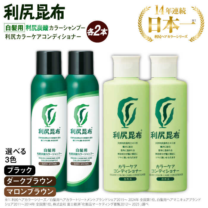 【ふるさと納税】【色が選べる！4本セット】【白髪用】利尻炭酸カラーシャンプー＋利尻カラーケアコンディショナー ムラなく染まる 濃密泡 白髪染め 無添加 植物由来 カラーリング ヘアカラー シャンプー 低刺激 炭酸 敏感肌 ノンシリコン 補修 ヘアケア