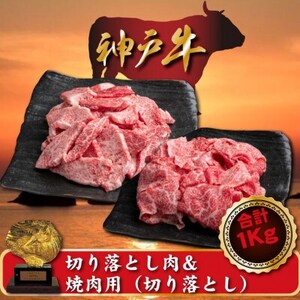 訳あり 神戸牛 切り落とし肉＆焼肉(切り落とし)　500gずつ　計1000g　SOSY2【配送不可地域：離島】【1517916】