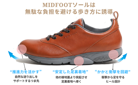 MIDFOOT ( ミッドフッド ) 婦人靴 レザースニーカー MF002JL ( ブラウン ) 4E　【 ファッション 靴 シューズ スニーカー レディース 】 【 お洒落 レザーシューズ オイルレ