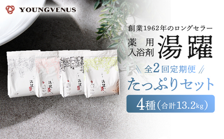 【定期便2回発送】薬用入浴剤 湯躍 4種セット 別府温泉湯の花エキス配合_B023-025