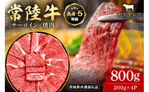 【和牛セレブ】常陸牛 焼肉 サーロイン 200g×4P 常陸牛 黒毛和牛 肉 牛肉 牛 冷凍 国産 お祝い 贈答 ギフト プレゼント 内祝い（茨城県共通返礼品） KM-003