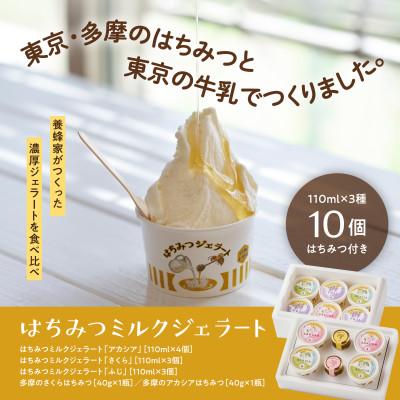 ふるさと納税 あきる野市 はちみつミルクジェラート10個セット(はちみつ2種各1瓶付き)