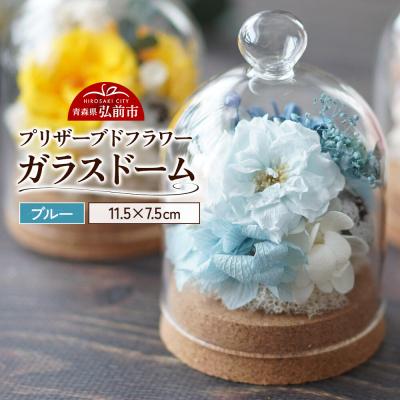 ふるさと納税 弘前市 プリザーブドフラワー ガラスドーム【ブルー】1個|24_sra-020101c