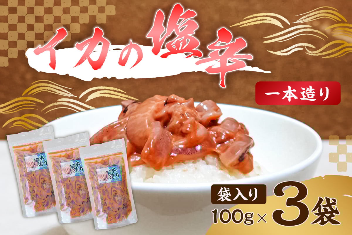 
            イカの塩辛一本造り（袋入り100g×3） mi0012-0120 【おかず おつまみ 酒の肴 発酵食品 するめいか まろやか 珍味】
          