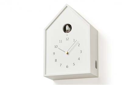 Birdhouse Clock / ホワイト（NY16-12 WH）レムノス?Lemnos?時計 工芸品 装飾品 民芸品 伝統技術 インテリア 鳴き声 カッコー時計 奈良 雄一 ライトセンサー  FA