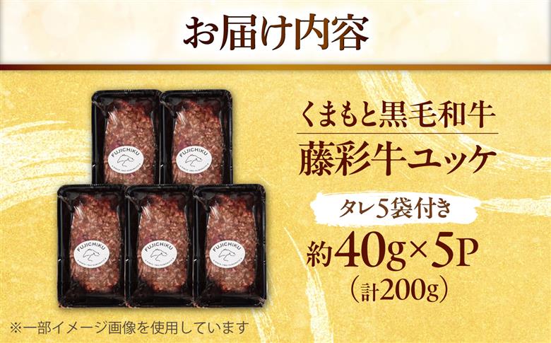 藤彩牛 ユッケ 40g×5Pセット 計約200g 4001 / ユッケ 生食 藤彩牛 黒毛和牛 和牛 牛肉 タレ付き 個包装 小分け 冷凍 熊本県 菊陽町 フジチク 焼肉 【株式会社フジチク】 [BHAD137]