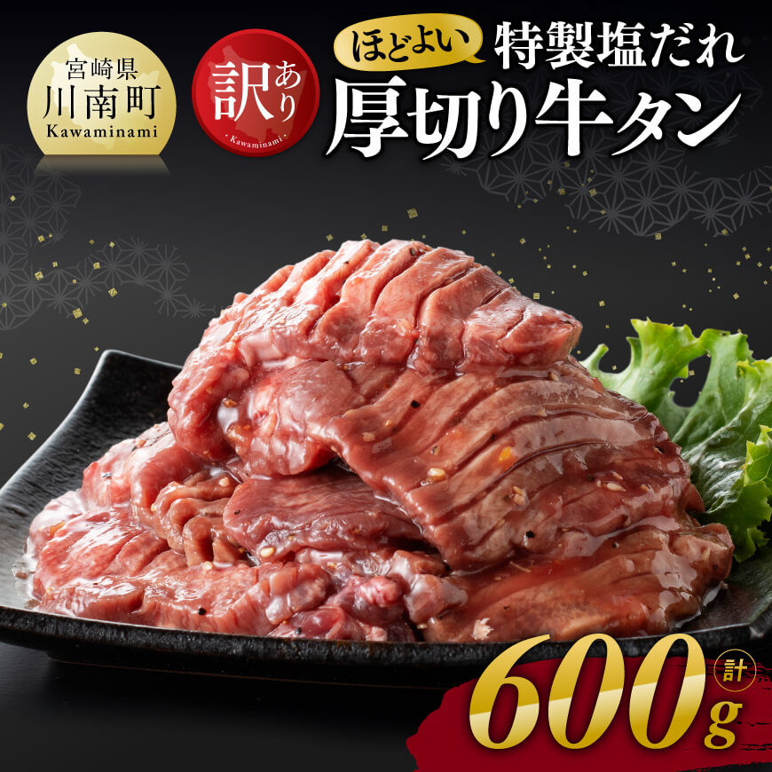 【訳あり】特製塩だれ！ほどよい厚切り牛タン600g　牛肉[D11110]