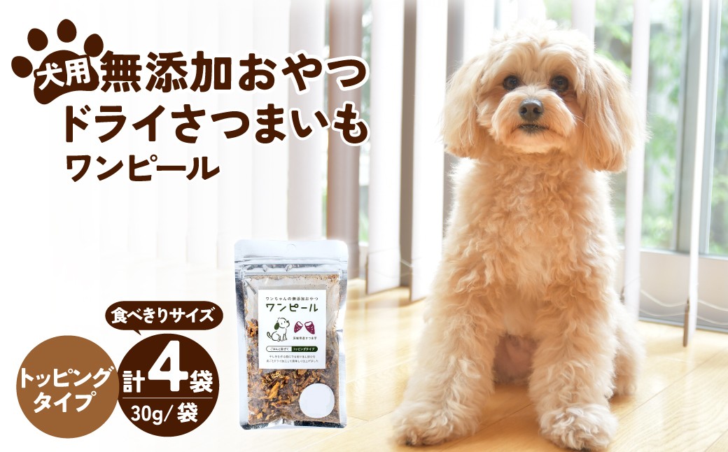 
                  ペットフード 愛犬用 ワンちゃんの無添加おやつ ドライさつまいも ワンピール コンパクトトッピング(30g×4袋)   | ペットフード ぺっとふーど 犬 イヌ いぬ わんちゃん ワンちゃん ごはん えさ エサ 餌 さつまいも サツマイモ 茨城県 ひたちなか市 
                