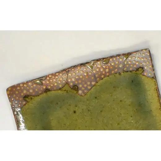 釉彩角皿 2枚セット ドット模様 和食器 お皿 陶芸品《受注制作》皿 中皿 正方形 和食器 おすすめ プレート パスタ皿 サラダ皿 食器 おしゃれ モダン 陶芸 陶器 陶芸作家