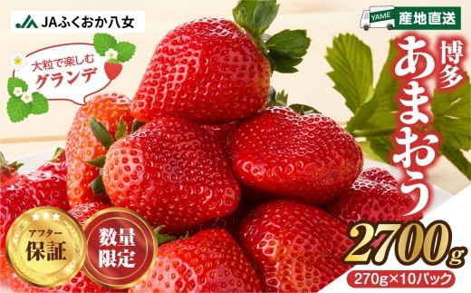 
                  【先行受付：2027年2月発送開始】博多あまおうＧ270g×10パック｜JAふくおか八女 あまおう いちご 苺 イチゴ フルーツ 果物 くだもの 人気 旬 福岡県産 大粒 アフター補償 数量限定 期間限定 産地直送 グランデ 福岡県 八女市
                