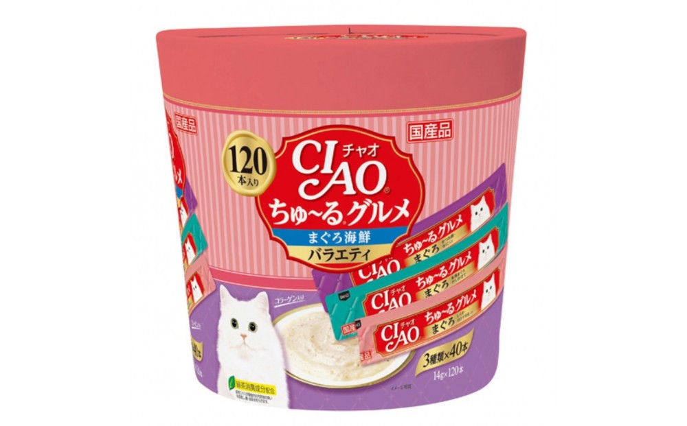 
                  いなば　CIAO猫ちゅ～るグルメ　まぐろ海鮮バラエティ480本（14ｇｘ120本ｘ4袋入）（ケース）
                