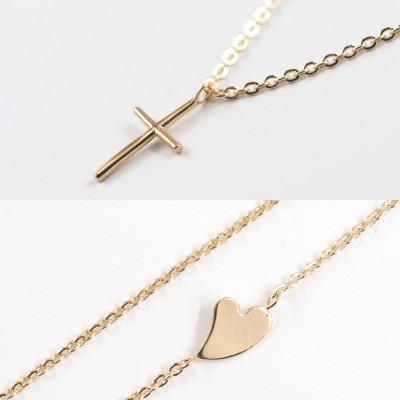 ふるさと納税 山梨県 【山梨県】【ジュエリー】K10 クロスとハート チェーンネックレス |  | 01