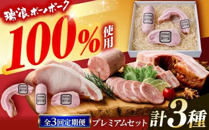 
                  【3回定期便】 ハム・ベーコン ブロック 瑞浪ボーノポーク 工房長厳選！プレミアムセット 900g (冷凍) 瑞浪市 / きなぁた瑞浪 詰め合わせ ギフト [AZCI107]
                