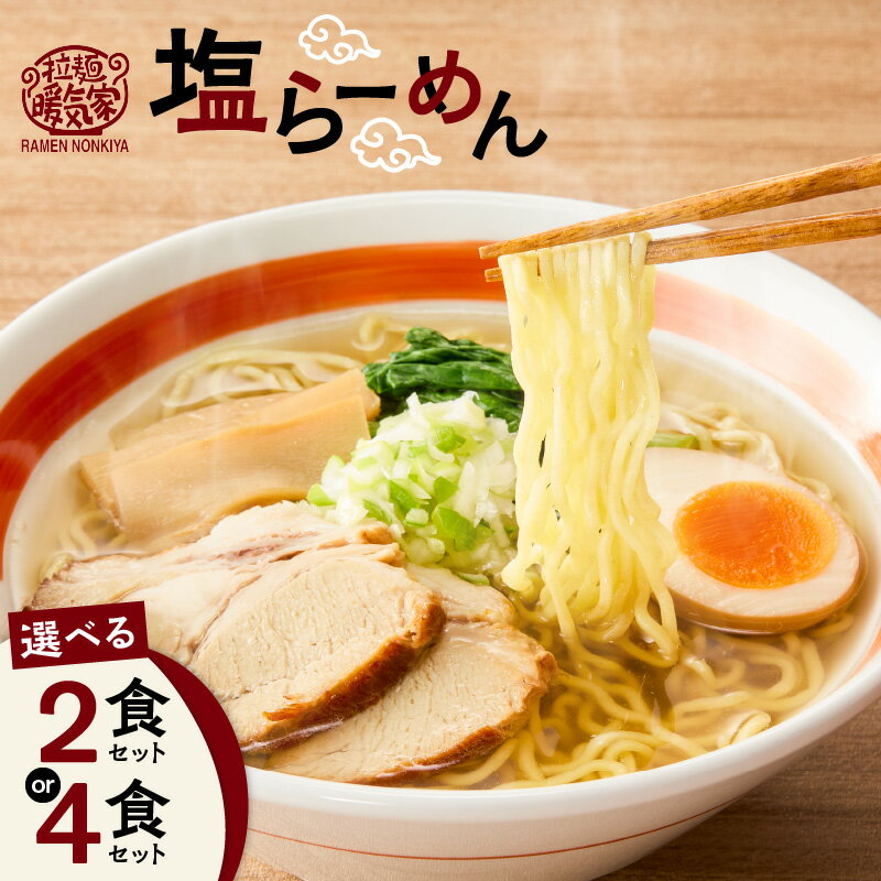 【ふるさと納税】＜選べる容量＞ 暖気家 塩らーめん 2食 or 4食 セット ラーメン 塩 拉麺 麺 麺類 保存料不使用 ちぢれ麺 生麺 中華麺 鶏ガラ スープ もちもち おいしい 夕食 昼食 朝食 早ゆで 快笑 鹿児島 おすすめ ランキング プレゼント ギフト