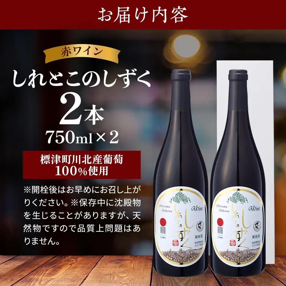 赤ワイン しれとこのしずく 赤 750ml×2本 【AG】