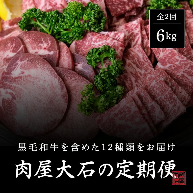 【ふるさと納税】肉屋大石の定期便 ベーシック 2回お届け 牛肉 黒毛和牛 豚肉 鶏肉 ロース 薄切り 挽肉 角切り 手羽先 焼肉 鍋 しゃぶしゃぶ 大田区 東京都