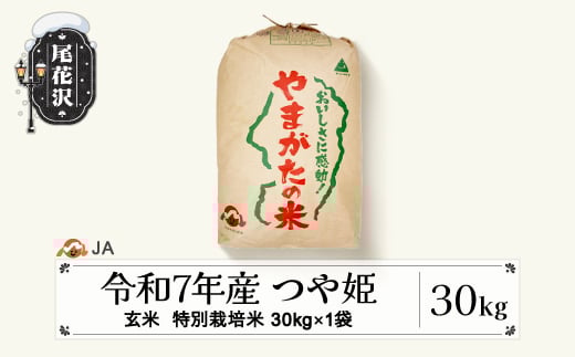 令和7年産 新米 玄米 特別栽培米 つや姫 30kg 12月下旬発送 ja-tsgta30-12s