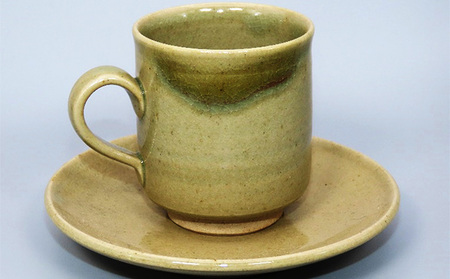 虫明焼 コーヒーカップ＆ソーサー 2個組（曙窯 作） 工芸品 ティーカップ 