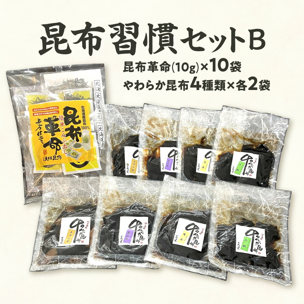 【ふるさと納税】昆布習慣セットB 昆布革命 やわらか昆布 こんぶ 佃煮 減塩 うま味 無添加 国産 昆布水 健康 送料無料 大阪市 大阪府 料理 塩分控えめ 昆布セット つくだに