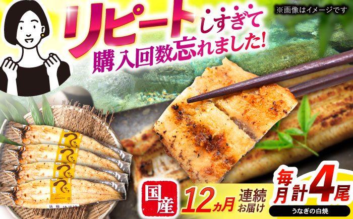 
            【12回定期便】【諫早淡水】うなぎ白焼き4尾  / うなぎ 白焼き 栄養価 小分け 冷凍 / 諫早市 / 諫早淡水 [AHAT050] 30万 300000
          