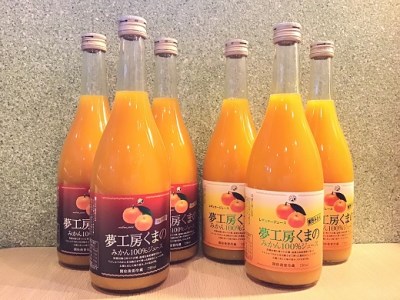 完熟温州みかん使用！無添加ストレートジュース　マルチ･レギュラー2種セット720ml×6本(各3本　段ボール箱)　【kmkn0207】