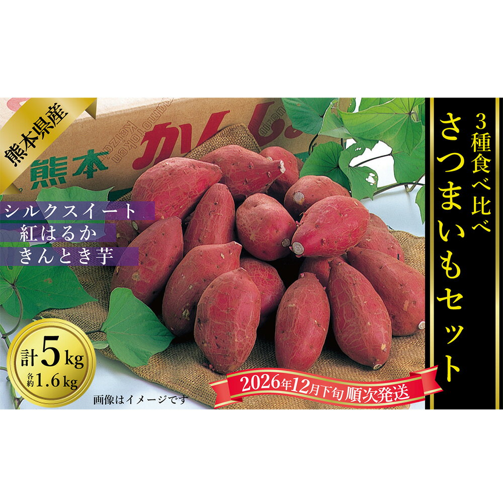 【ふるさと納税】さつまいも食べ比べ（シルクスイート/紅はるか/金時） 合計：約5kg 3種セット さつまいも サツマイモ さつま芋 野菜 やさい スイーツ 天ぷら 煮物 家庭用 贈答 贈り物 ギフト 熊本県産 国産 九州 熊本県 送料無料 【2026年12月下旬発送開始】