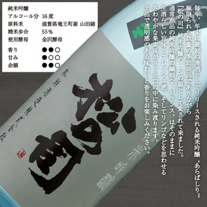 【先行予約】【期間限定】 新酒 日本酒 松の司 純米吟醸 「あらばしり」 720ml 