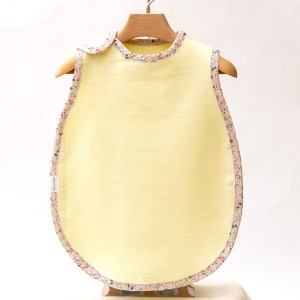 名入れ可 綿毛布スリーパー (丸型) クリームイエロー×花柄 毛布の町泉大津市産 [3341]