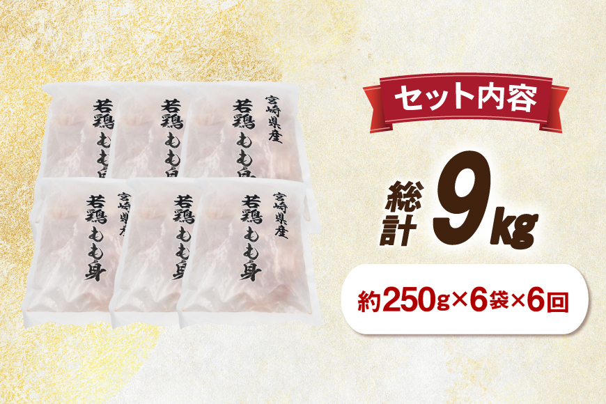 鶏肉 6回 定期便 もも 切身 IQF 250g 6袋 1.5kg 計9kg [南九フーズ 宮崎県 日向市 452061721] もも肉 冷凍 国産 カット 小分け ふるさと納税 鶏 とり肉 鳥肉 鶏
