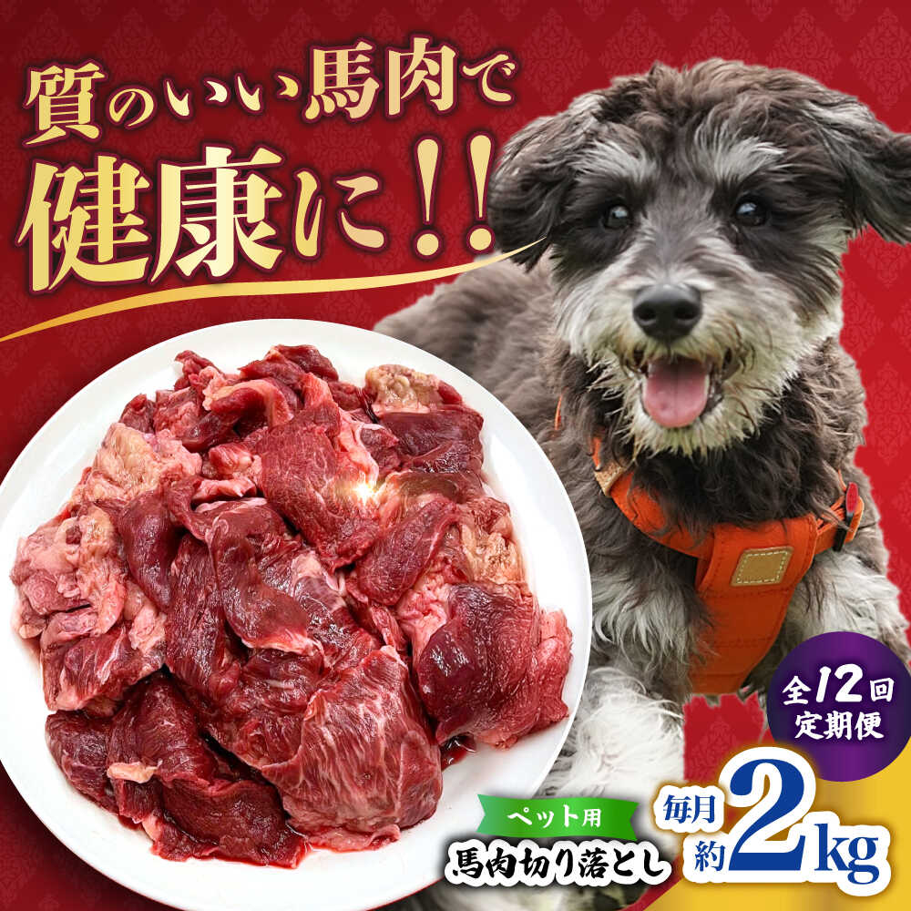 【ふるさと納税】【全12回定期便】ペット用 馬肉 切り落とし (2kg) 【合同会社　長岡フーズ】[ZFR060]