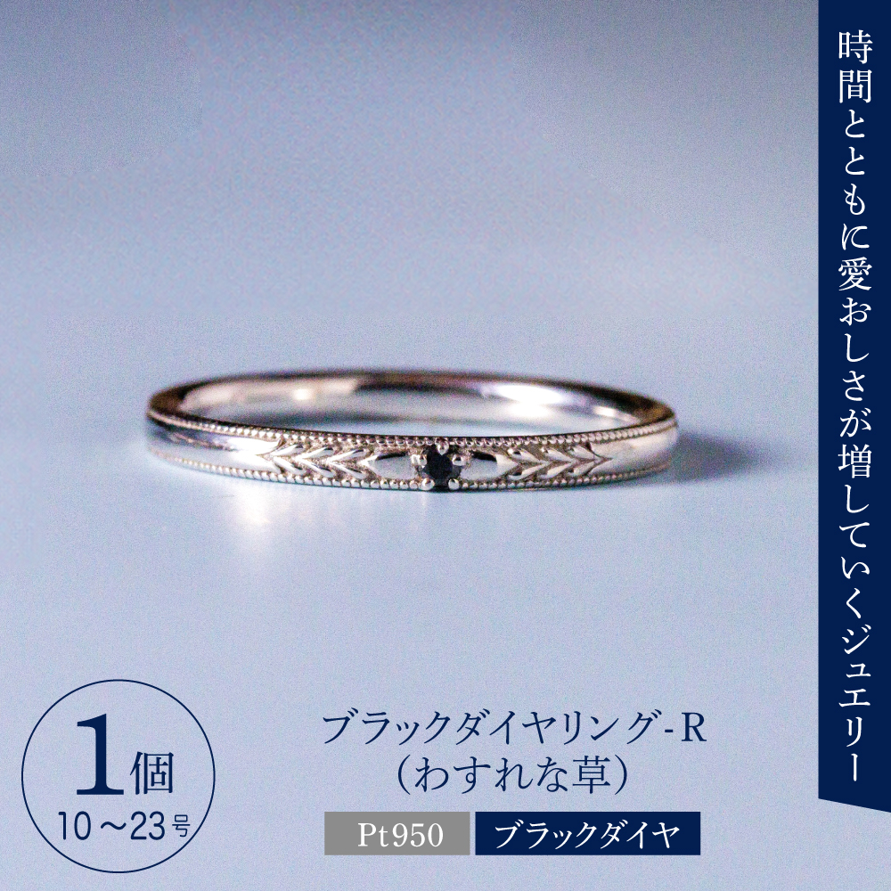 【ANNEREGARD】Pt ブラックダイヤリング-R（わすれな草）