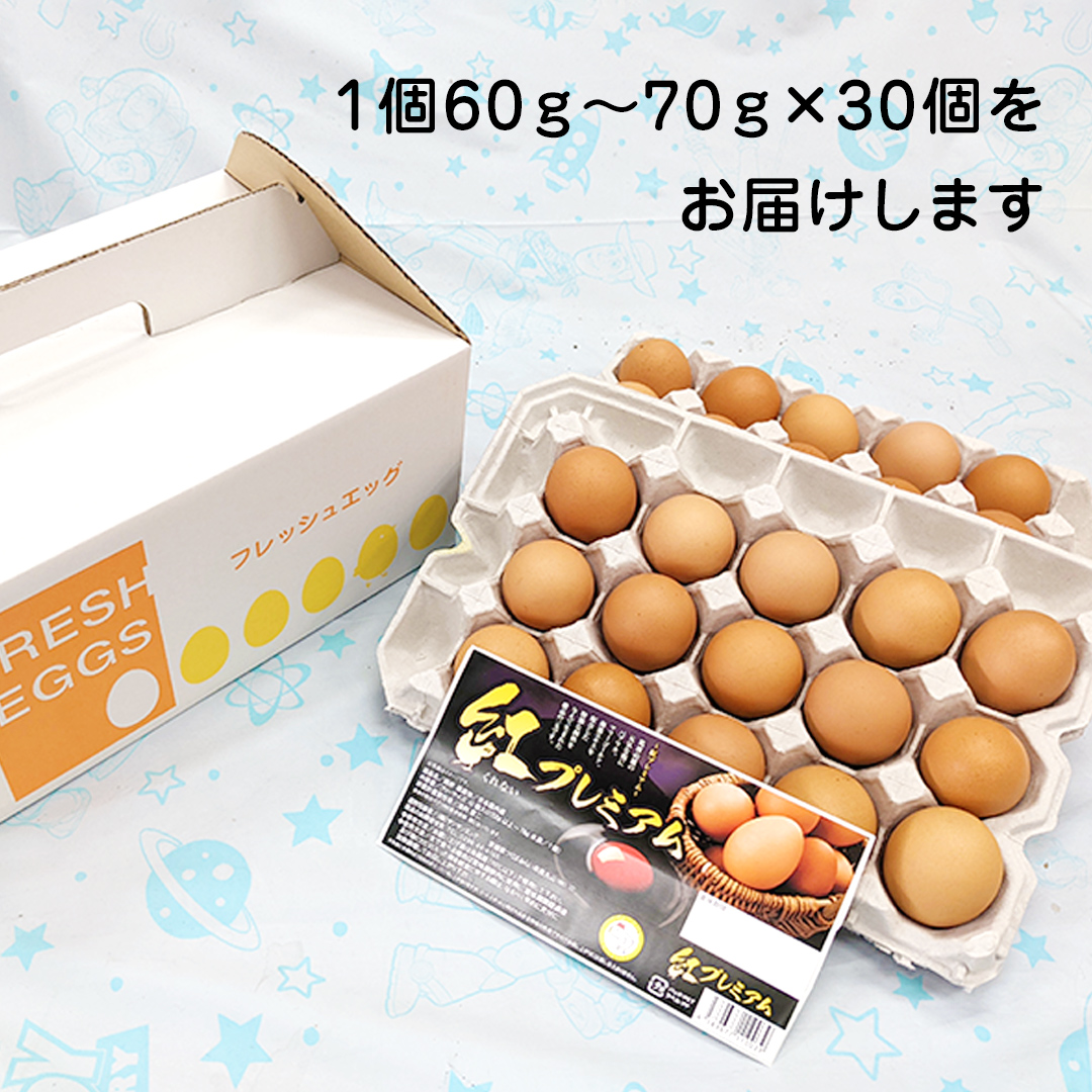 【 お中元 】 紅プレミアム 卵 30個 （ 25個 入り ＋ 割れ保障 5個 ） 熨斗付き 御中元 独自飼料 濃厚 おいしい玉子 玉子 たまご サンサンエッグ タンパク質 [CX10-NT]
