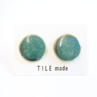ふるさと納税 瑞浪市 【美濃焼】緑むらタイルピアス(直径20mm)