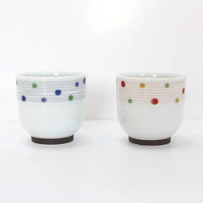 【波佐見焼】色彩水玉（ 茶碗 ・ 湯呑 ）4点セット 食器 皿 【陶芸ゆたか】 [VA93]  波佐見焼