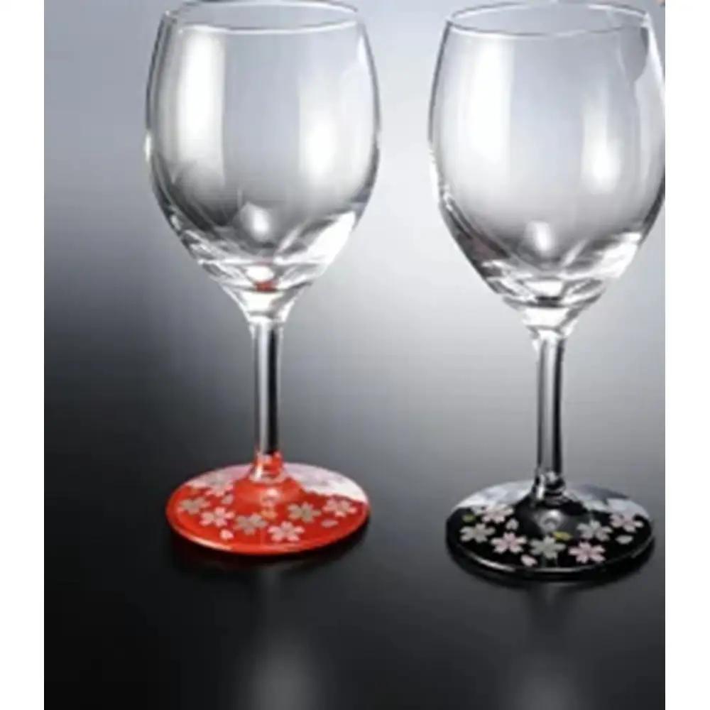 みよし漆器本舗 ワイングラス ペア 紀州塗り ぬりもん de Verre ワインカップ 蒔絵 桜 黒 赤 300ml