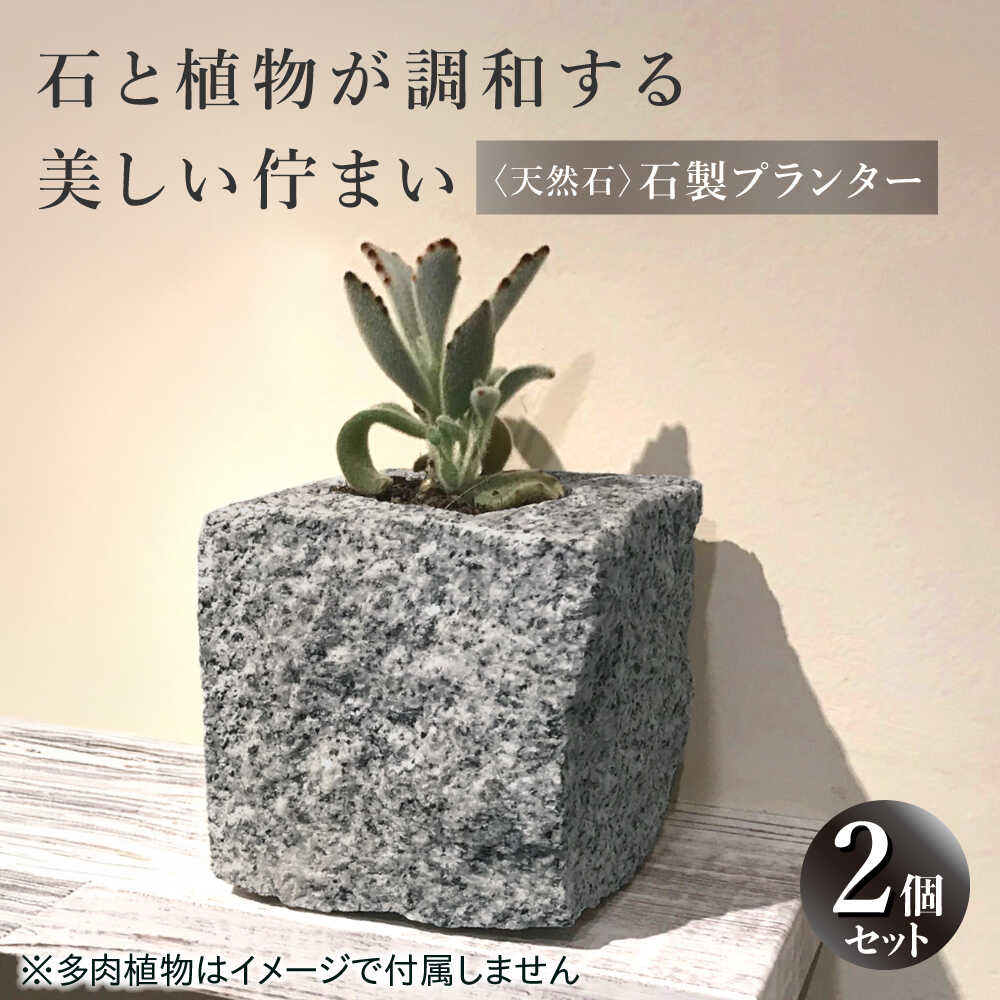 【ふるさと納税】プランター 石製プランター 2個セット / 植木鉢 鉢 石製 キューブ型 ガーデニング 庭 庭作り ベランダ 大阪府 / 大阪府藤井寺市/石留石材(株)[BLBM001]