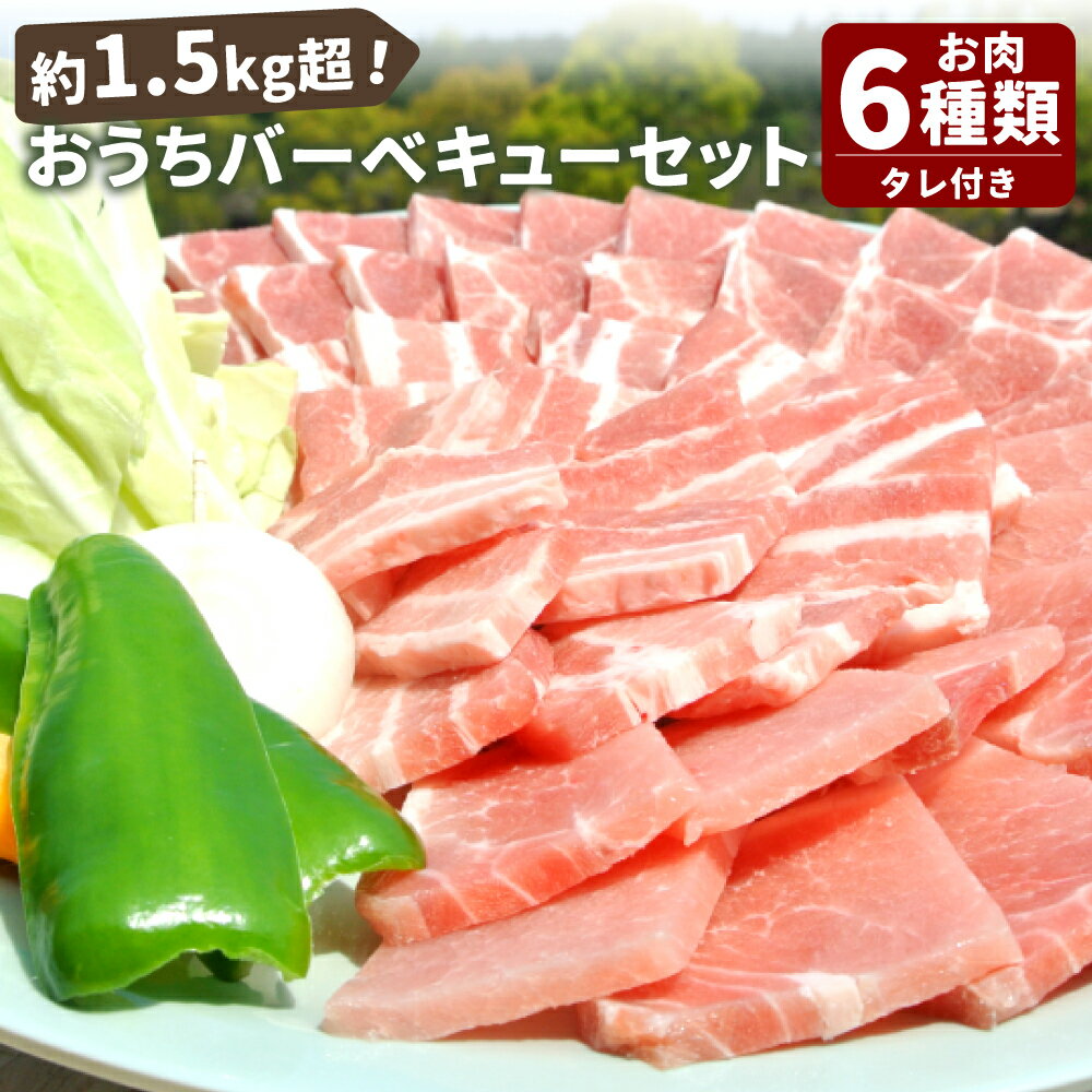 【ふるさと納税】約1.5kg超！おうちバーベキュー 6種類 タレ付き セット 約5人前 豚 バラ ロース レバー ホホ肉 ホルモン 新鮮 ウインナー 豚肉 肉 お肉 BBQ 国産 九州 熊本 冷凍 送料無料