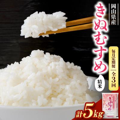 ふるさと納税 新庄村 【毎月定期便】【食味鑑定士厳選】岡山県産 きぬむすめ 5kg×1袋全3回