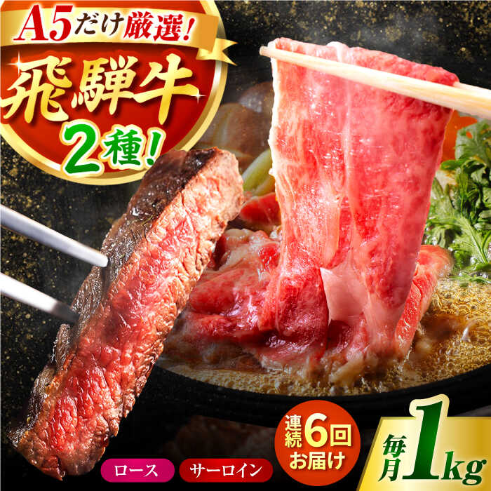 【ふるさと納税】【6回定期】特選飛騨牛ステーキ&すきやき用(1kgセット) / 飛騨牛 ブランド牛 A5 すき焼き すきやき サーロイン ステーキ ステーキ肉すき焼き用牛肉 肉 すき焼き肉 牛肉 ロース 鍋 A5ランク 定期便 / 岐阜県 御嵩町 / 肉のキング [AVAG012]