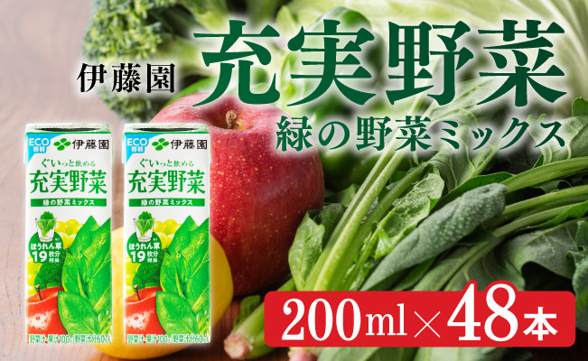 
伊藤園 充実野菜 緑の野菜ミックス（紙パック）200ml×48本 【伊藤園 飲料類 野菜ジュース 野菜 ジュース ミックスジュース 飲みもの】
