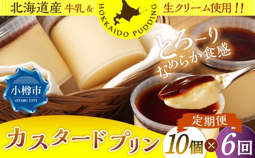 【6回定期便】 カスタードプリン 約900g （約90g×10個） （合計5.4kg） プリン ぷりん カスタード 洋菓子 菓子 お菓子 定期便 北海道 小樽市 冷凍