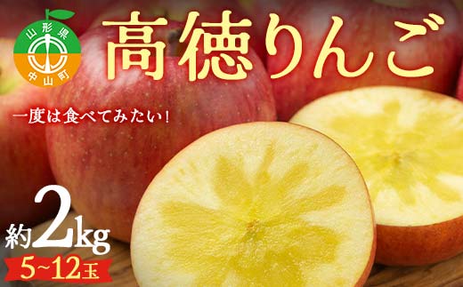 山形県産 一度は食べてみたい！高徳りんご 約2kg（5〜12玉） 林檎 リンゴ 蜜入り フルーツ 果物 くだもの 山形県 中山町 F4A-0441